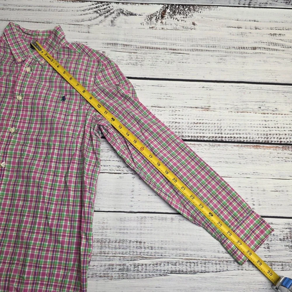 Ralph Lauren Shirt Boys Youth Large 14/16 Colorful Plaid Long Sleeve Button Down